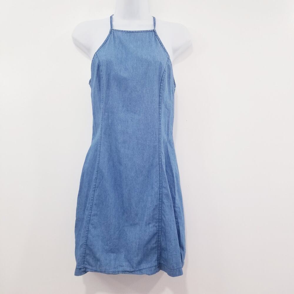 Mimi Chica Chambray Summer Blue Mini Dress